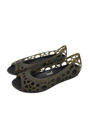 CROCS Adrina Open Toe Ballet Flat Sandals, Women's Size 6, Slip On, Comfort